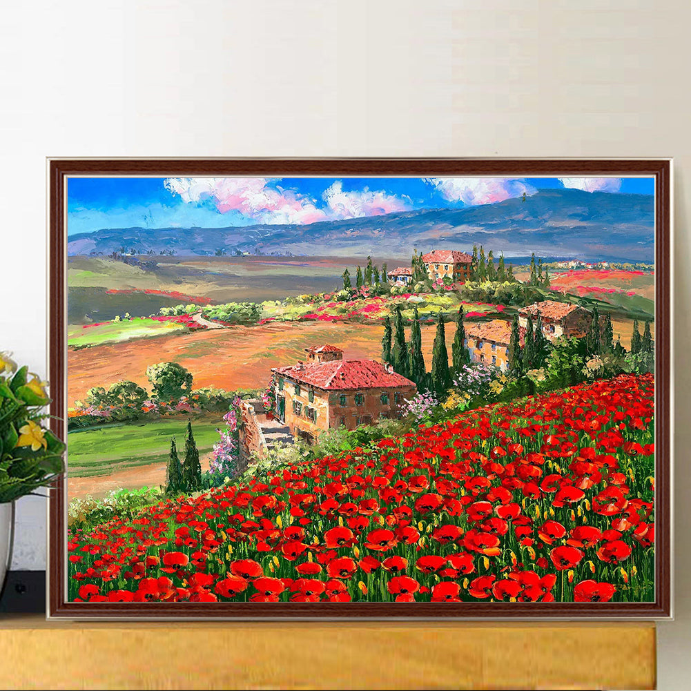 Rural Mountain View - Full Round Drill Diamond Painting 40*30CM