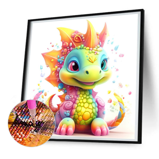 Colorful Little Dinosaur - Full Round Drill Diamond Painting 30*30CM