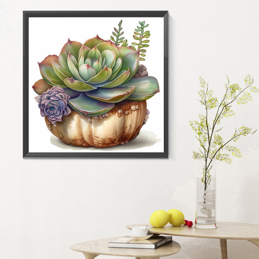 Succulent Plants - Full Round Drill Diamond Painting 30*30CM