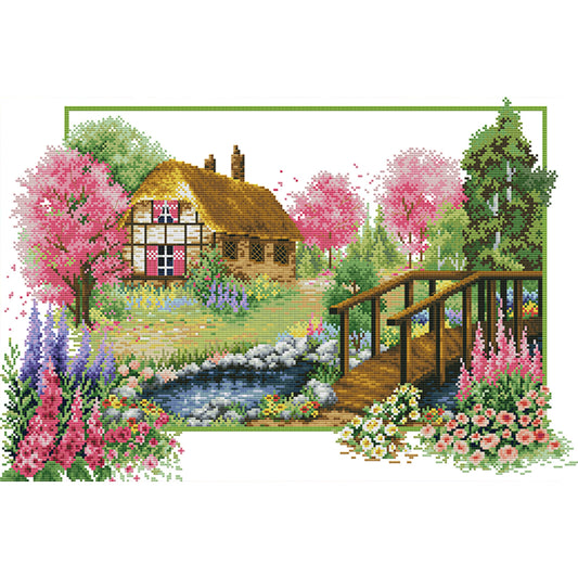 Four Seasons Of Spring - 14CT Stamped Cross Stitch 55*38CM(Joy Sunday)