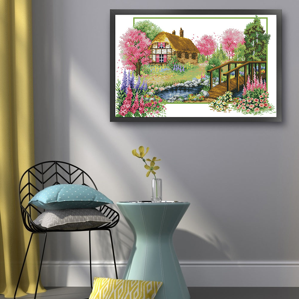 Four Seasons Of Spring - 14CT Stamped Cross Stitch 55*38CM(Joy Sunday)