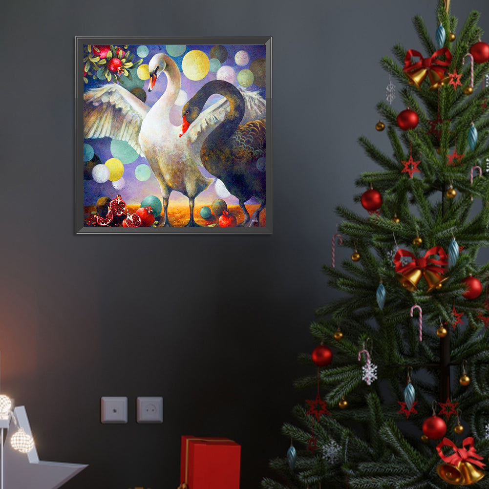 Black And White Swan - Full Round Drill Diamond Painting 40*40CM