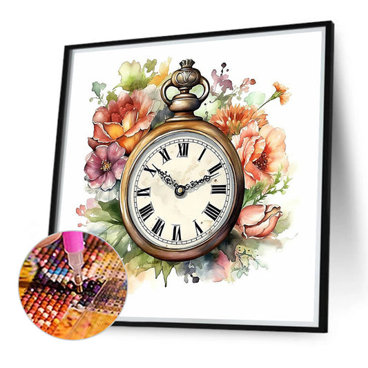 Flower Pocket Watch - Full Round Drill Diamond Painting 40*40CM