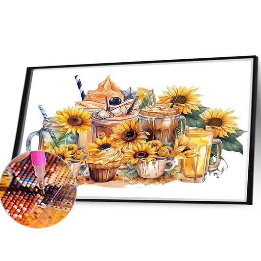 Sunflower Drink - Full Round Drill Diamond Painting 40*30CM