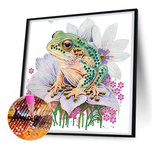 Flower And Frog - Special Shaped Drill Diamond Painting 30*30CM