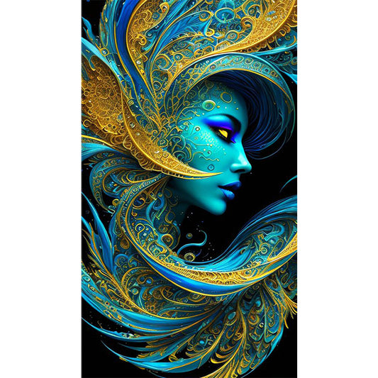 Mask Blue Beauty - Full Square Drill Diamond Painting 40*70CM