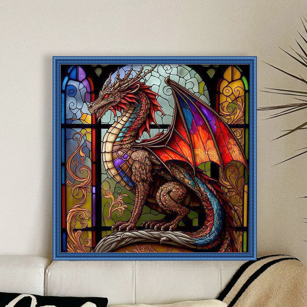 Glass Painting-Pterosaur - 18CT Stamped Cross Stitch 40*40CM