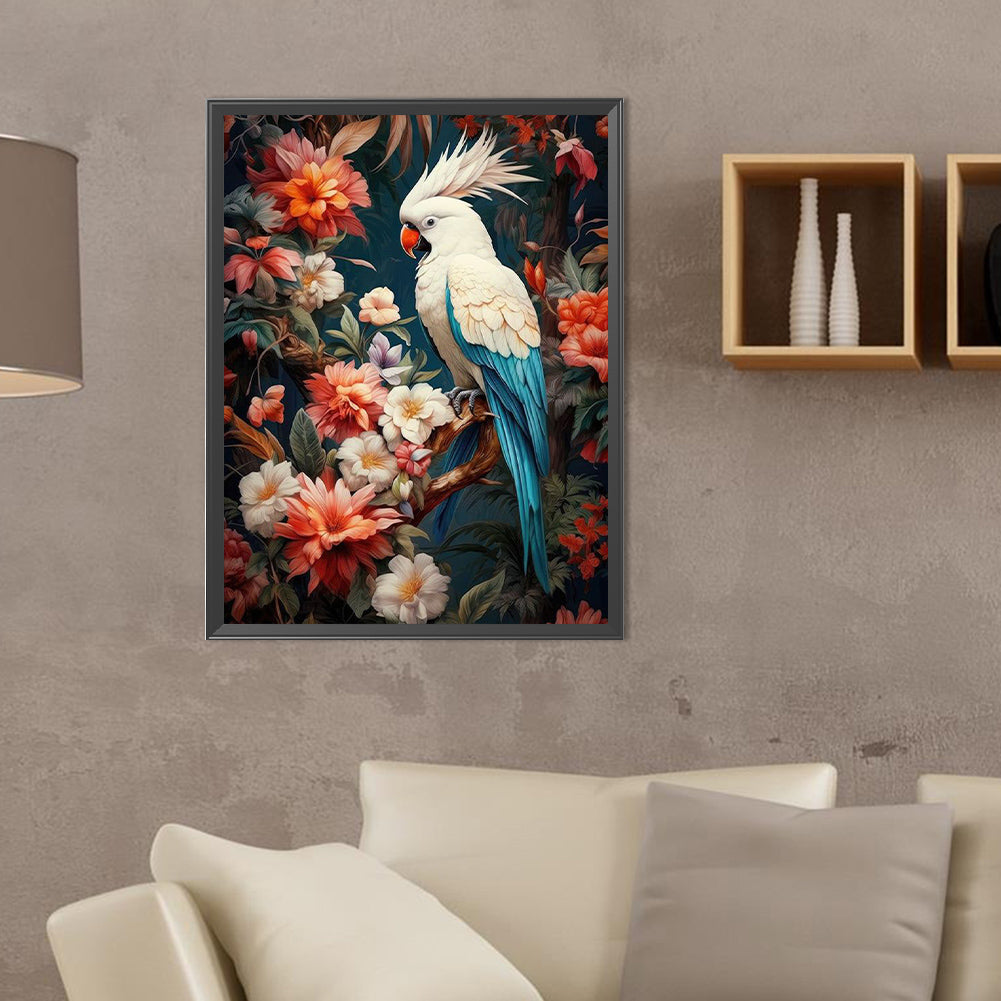 Parrot On Flower Branch - Full Round Drill Diamond Painting 30*40CM