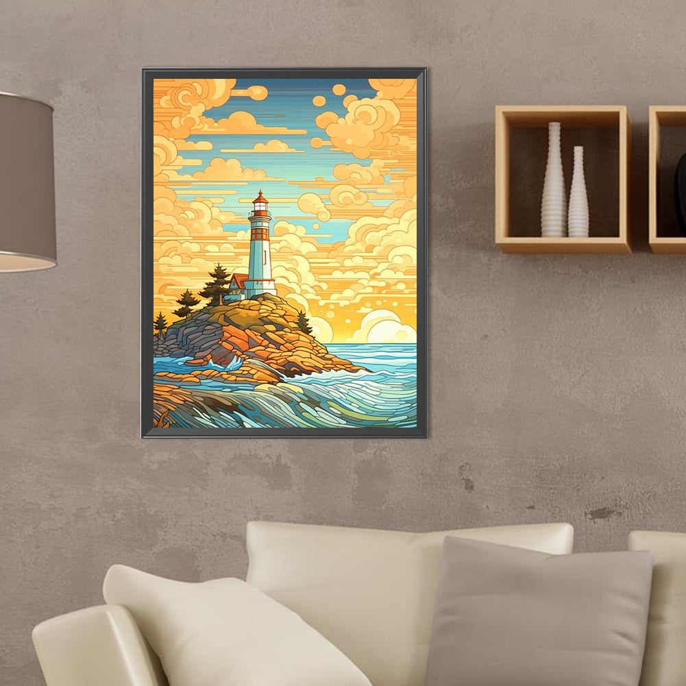 Chaoyang Seaside Lighthouse - Full Round Drill Diamond Painting 30*40CM