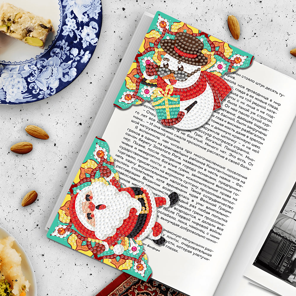 4PCS Special Shape+Round Diamond Painting Bookmark Kits Kits (Xmas Critter #10)