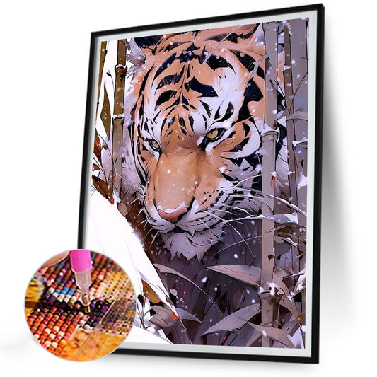 Tiger In Snow - Full Round Drill Diamond Painting 30*40CM