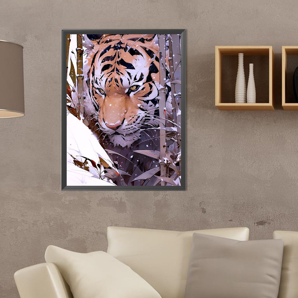 Tiger In Snow - Full Round Drill Diamond Painting 30*40CM