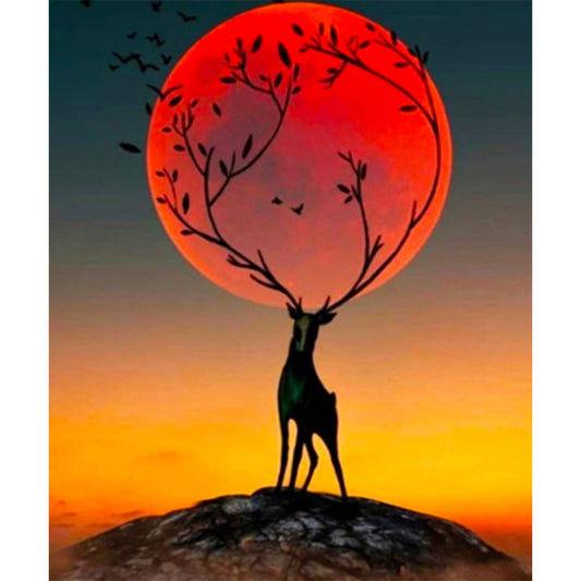Deer At Sunset - Full Square Drill Diamond Painting 50*60CM