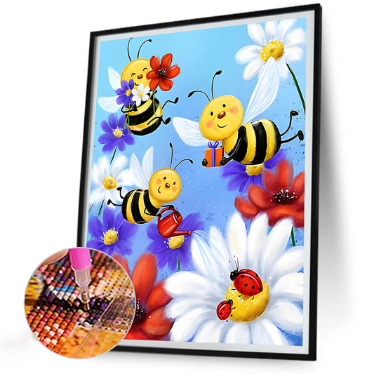 Little Bee Collecting Honey - Full Round Drill Diamond Painting 30*40CM