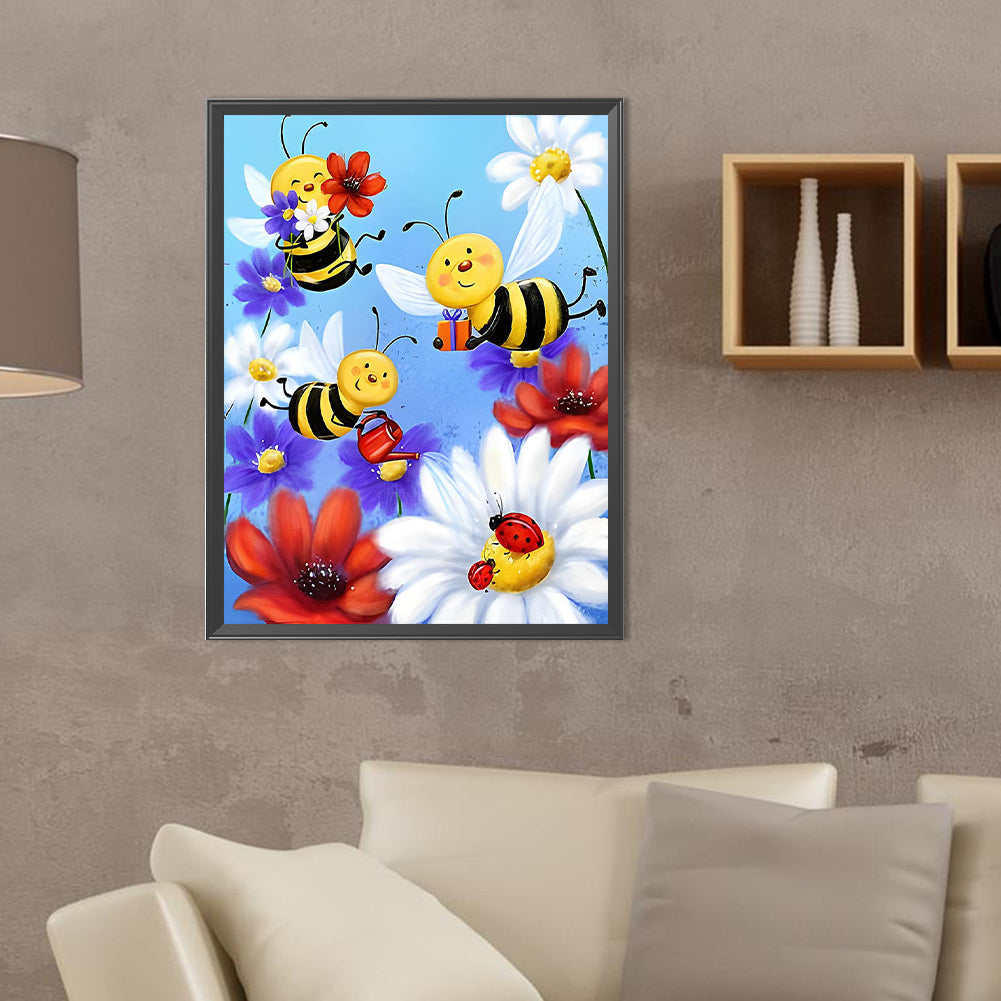 Little Bee Collecting Honey - Full Round Drill Diamond Painting 30*40CM
