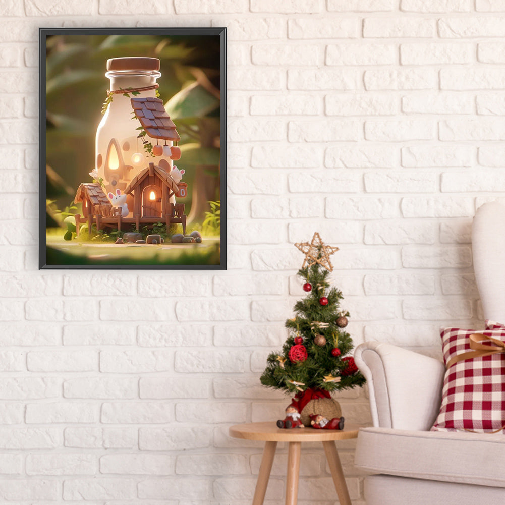 Forest Bottle Hut - Full Round Drill Diamond Painting 30*40CM
