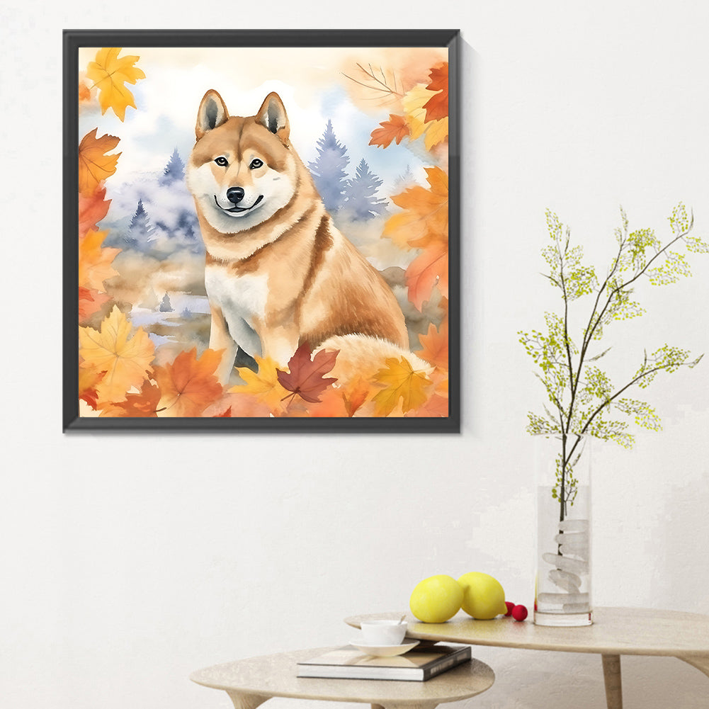 Maple Leaf Puppy - Full Round Drill Diamond Painting 30*30CM