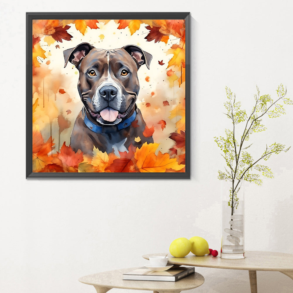 Maple Leaf Puppy - Full Round Drill Diamond Painting 30*30CM