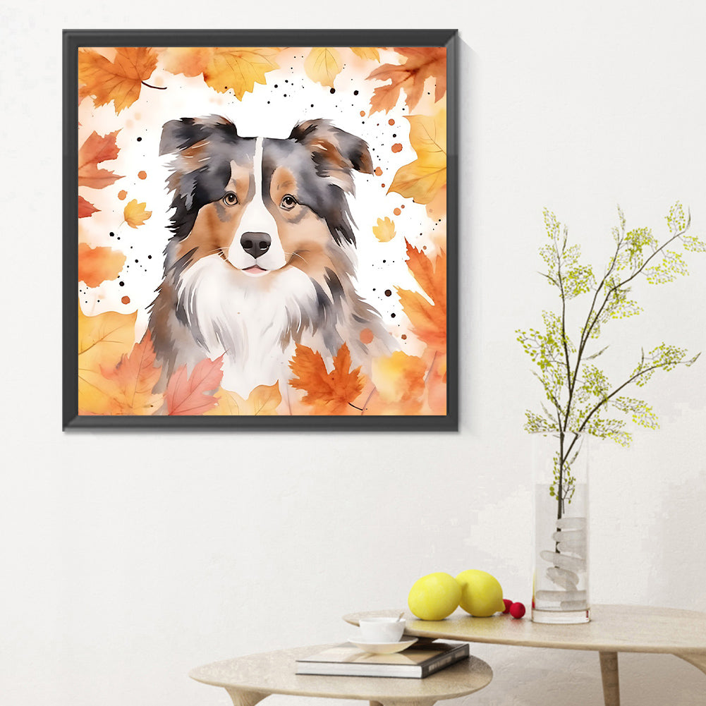 Maple Leaf Puppy - Full Round Drill Diamond Painting 30*30CM