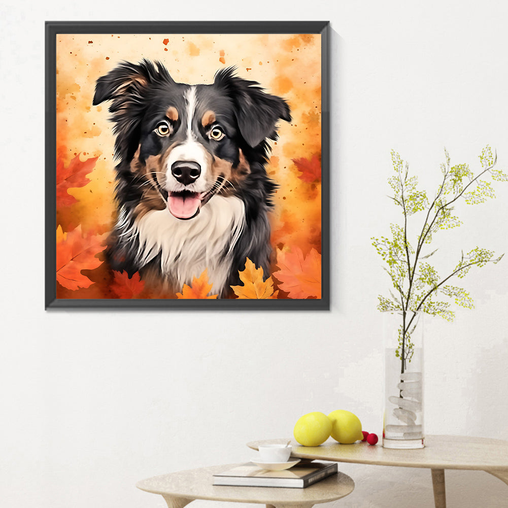 Maple Leaf Puppy - Full Round Drill Diamond Painting 30*30CM
