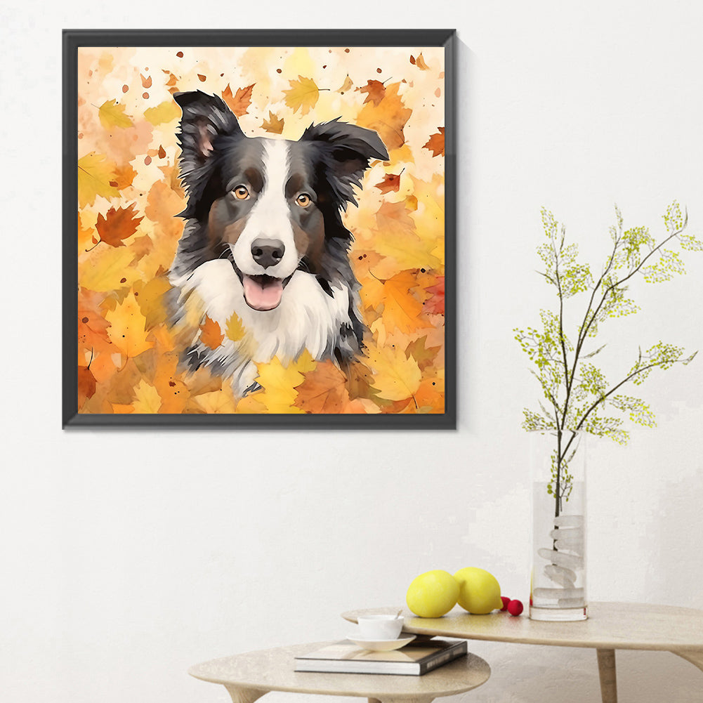 Maple Leaf Puppy - Full Round Drill Diamond Painting 30*30CM