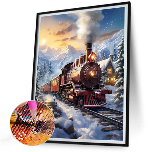 Snow Train - Full Round Drill Diamond Painting 30*40CM