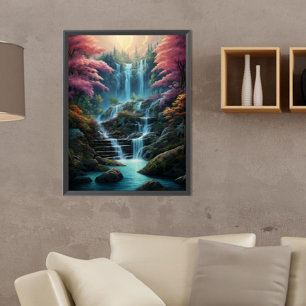 Waterfall View - Full Round Drill Diamond Painting 30*40CM
