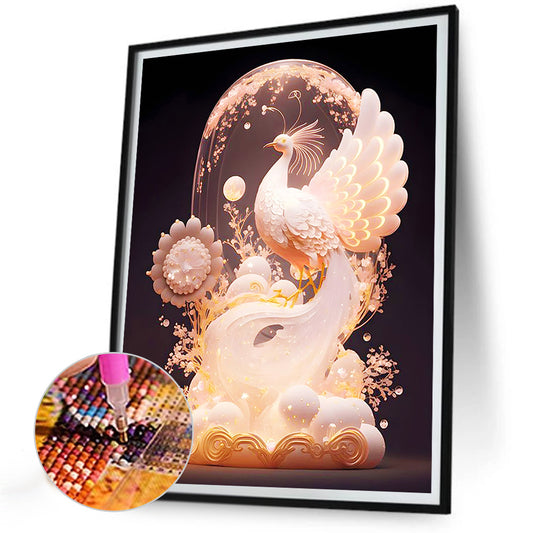 Pink Peacock - Full Round Drill Diamond Painting 30*40CM