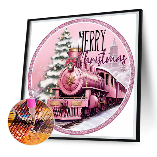 Round Sign Christmas Train - Full Round Drill Diamond Painting 30*30CM