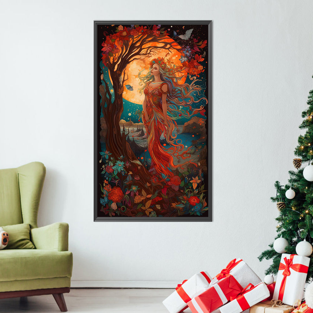 Beauty Under The Moon - Full AB Dril Round Diamond Painting 40*70CM