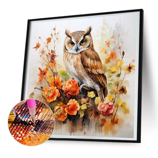 Autumn Owl - Full Round Drill Diamond Painting 30*30CM