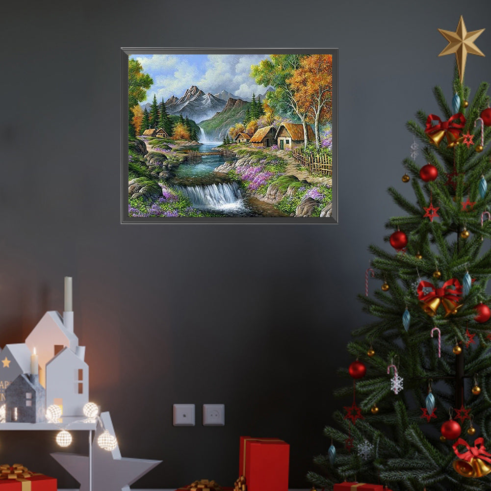 Forest Waterfall - Full Square Drill Diamond Painting 50*40CM