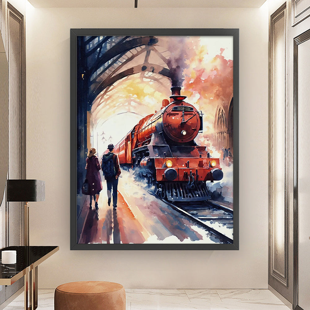 Ink Painting Train - 11CT Stamped Cross Stitch 50*65CM