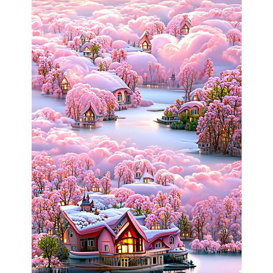 Dreamy Cloud Town - Full Round Drill Diamond Painting 50*65CM