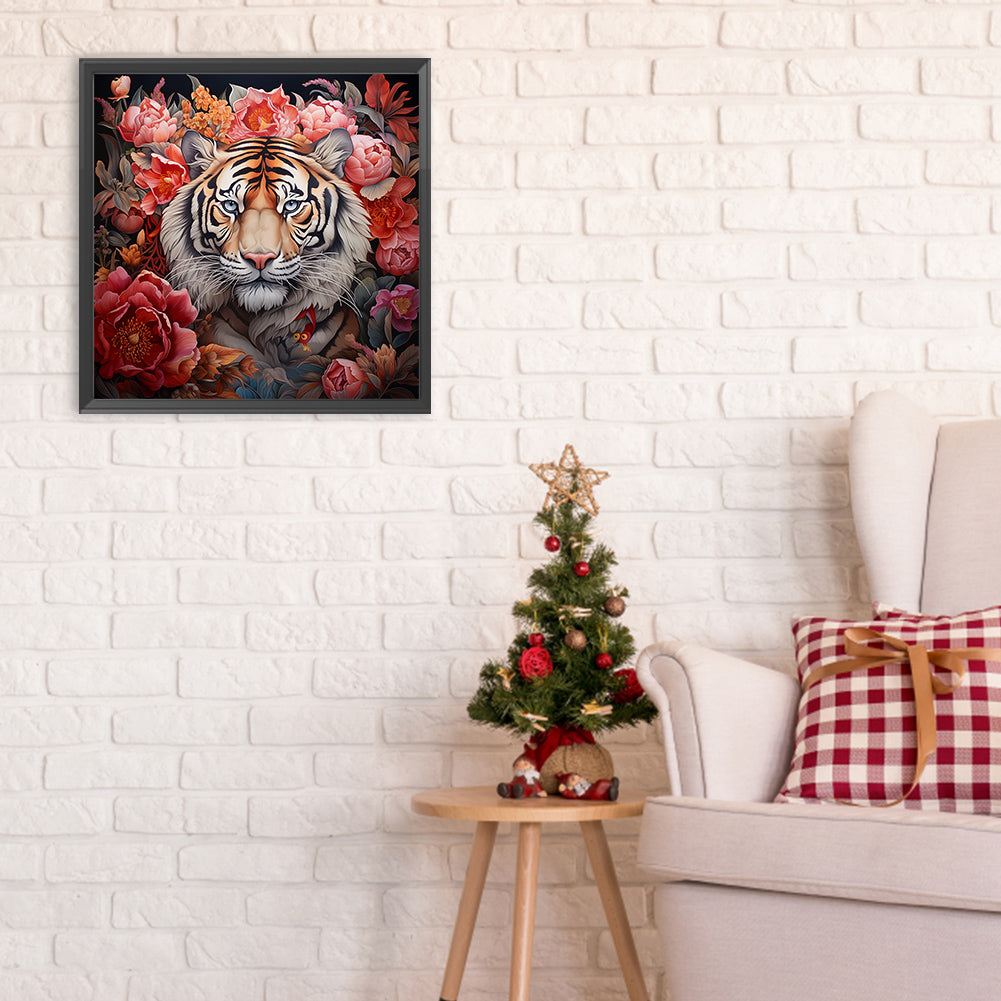 Tiger Among Flowers - Full Round Drill Diamond Painting 50*50CM