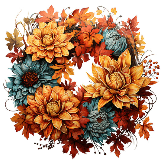 Autumn Wreath - 11CT Stamped Cross Stitch 40*40CM