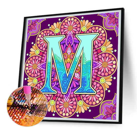 Mandala Letter M - Full Round Drill Diamond Painting 30*30CM