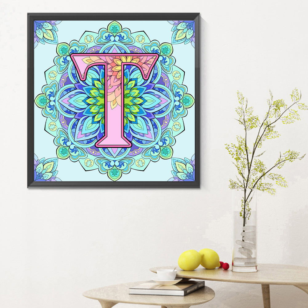 Mandala Letter T - Full Round Drill Diamond Painting 30*30CM