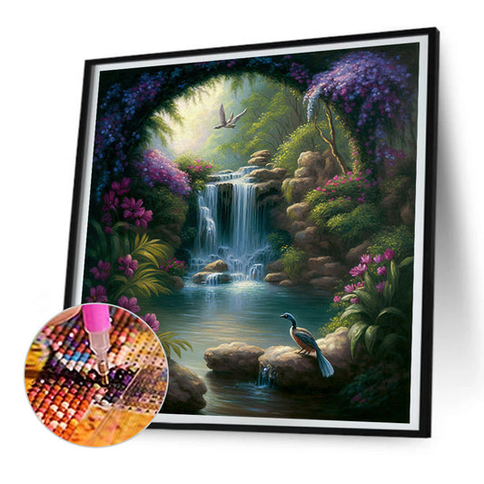 Secluded Forest Lake - Full Round Drill Diamond Painting 30*30CM