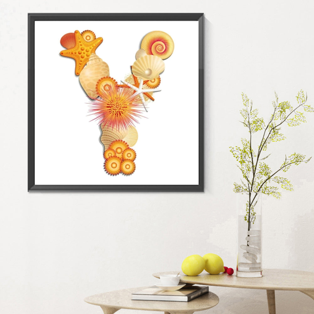 Beach Letter Y Word - Full Round Drill Diamond Painting 30*30CM