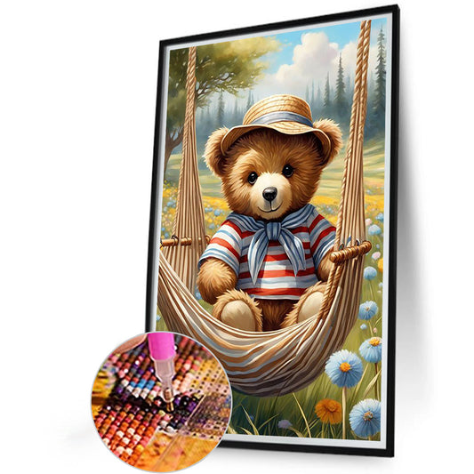 Little Bear Sitting On The Swing - Full Round Drill Diamond Painting 40*60CM