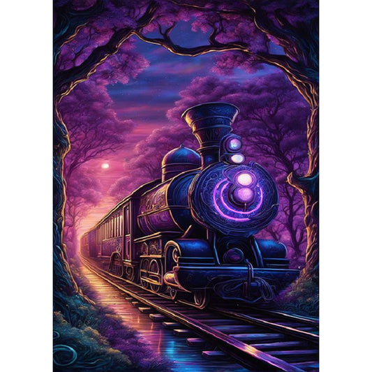 Purple Light Train - Full Square Drill Diamond Painting 30*40CM
