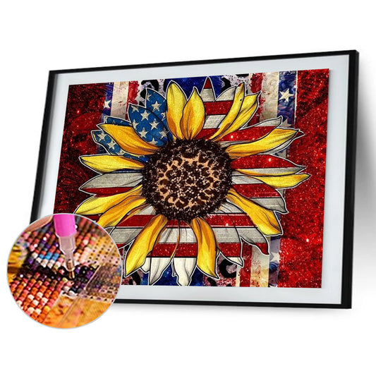 Flag Sunflower - Full Round Drill Diamond Painting 40*30CM