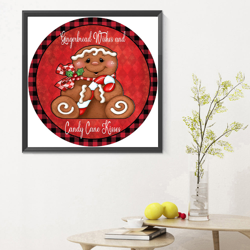 Round Gingerbread Man - Full Round Drill Diamond Painting 30*30CM