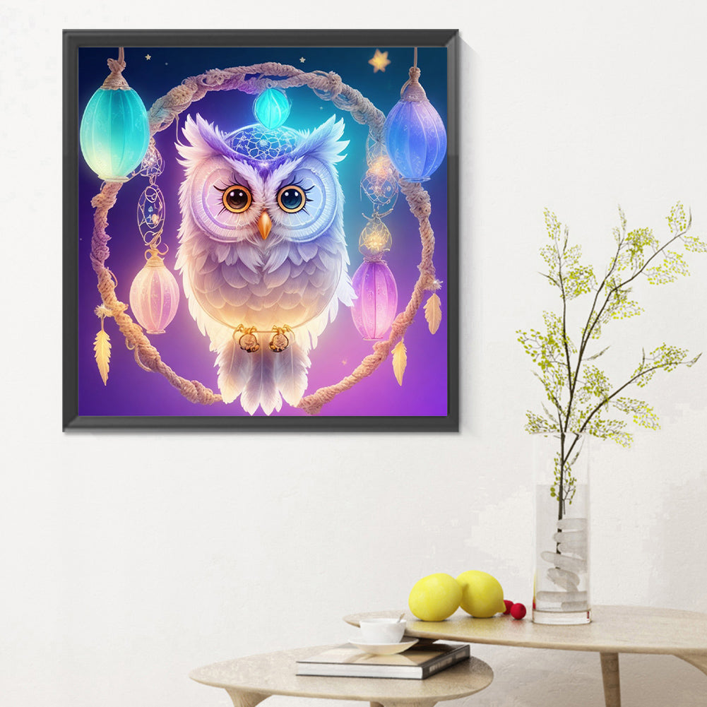 Owl Dream Catcher - Full Round Drill Diamond Painting 30*30CM