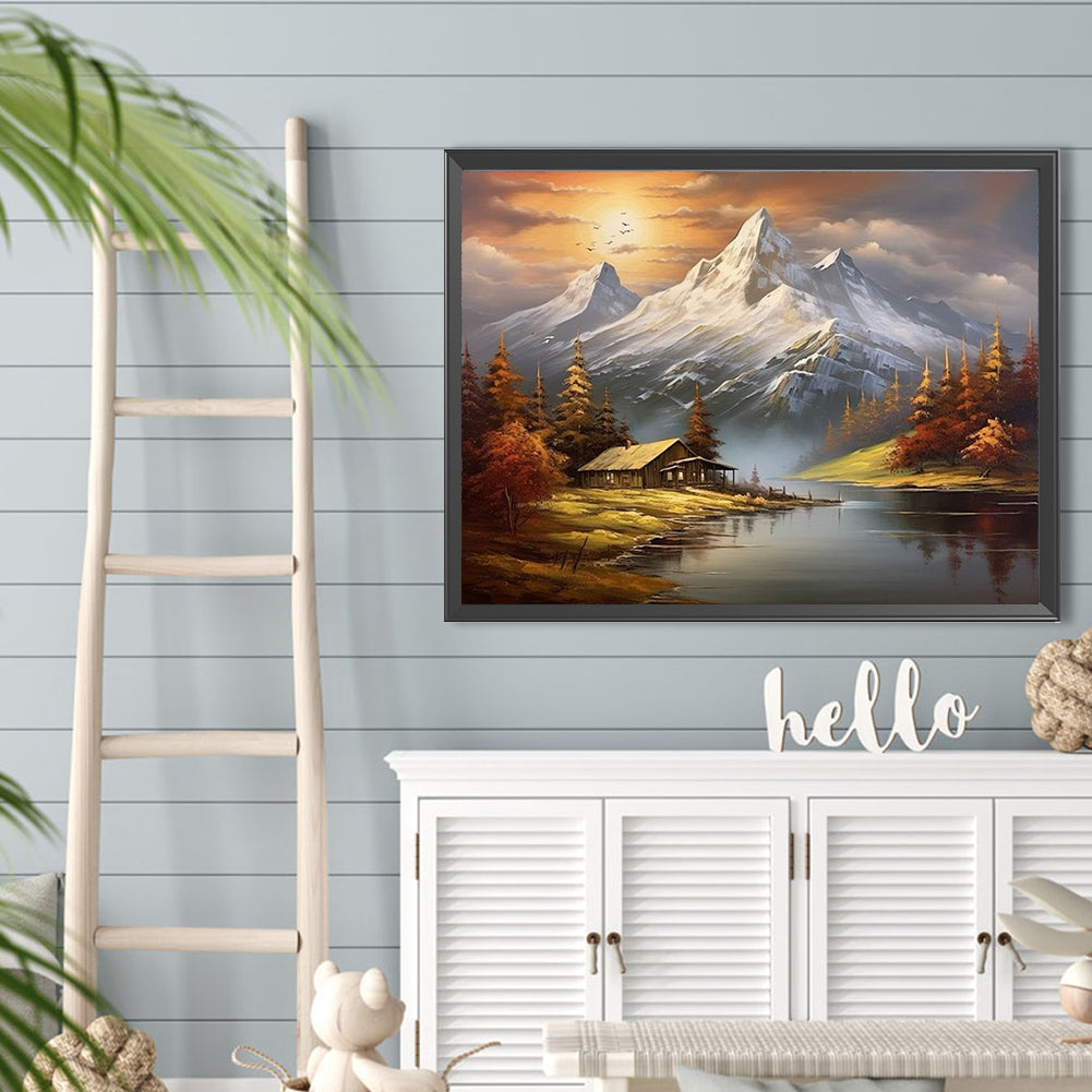 Snow Mountain Woods - Full Round Drill Diamond Painting 40*30CM