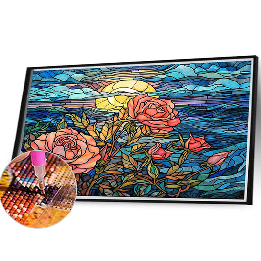 Roses Under The Moon - Full Round Drill Diamond Painting 40*30CM