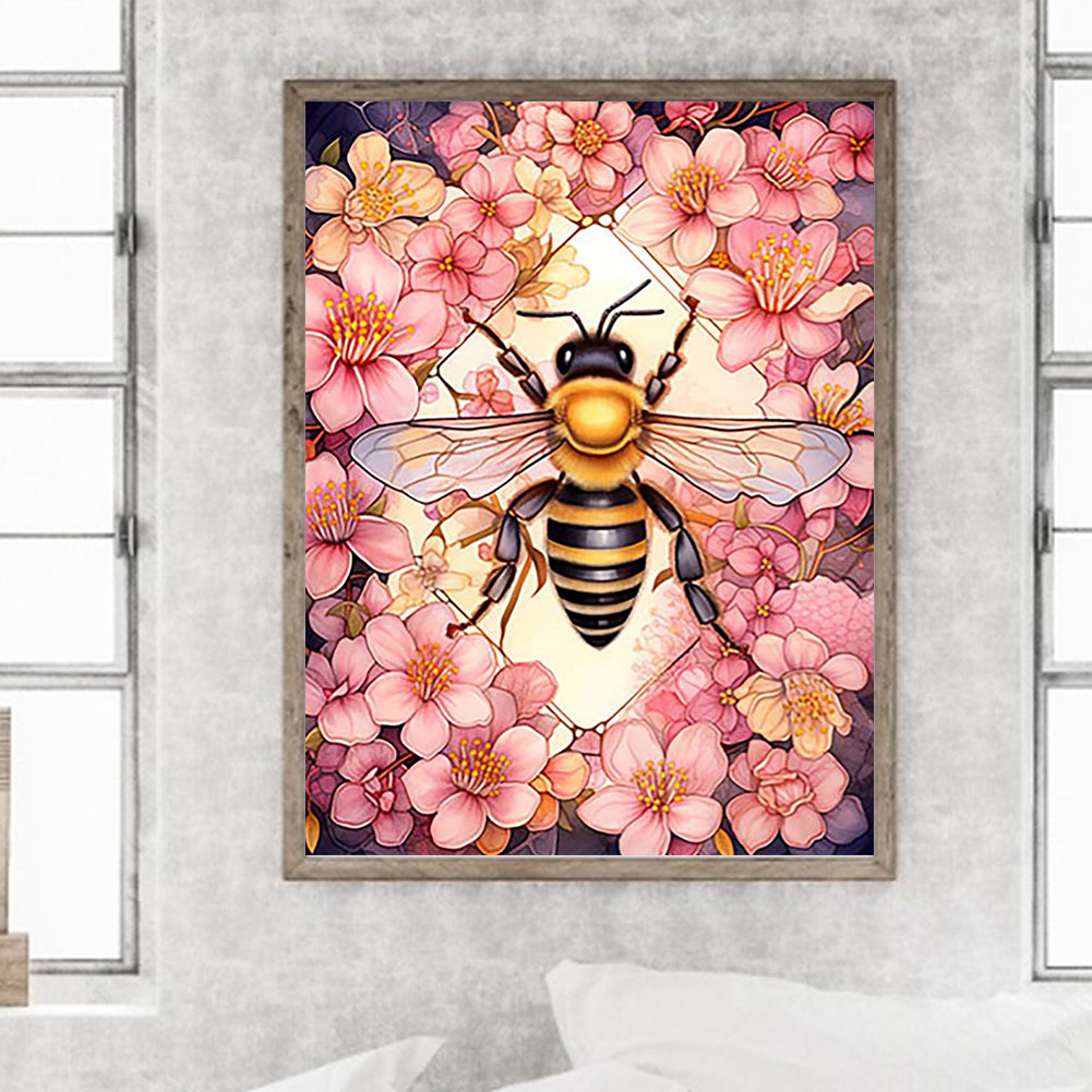 Flower Queen Bee - Full Round Drill Diamond Painting 30*40CM