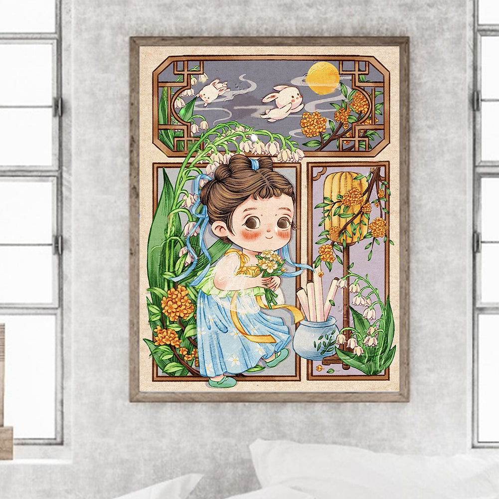 Antique Little Girl - Full Round Drill Diamond Painting 30*40CM