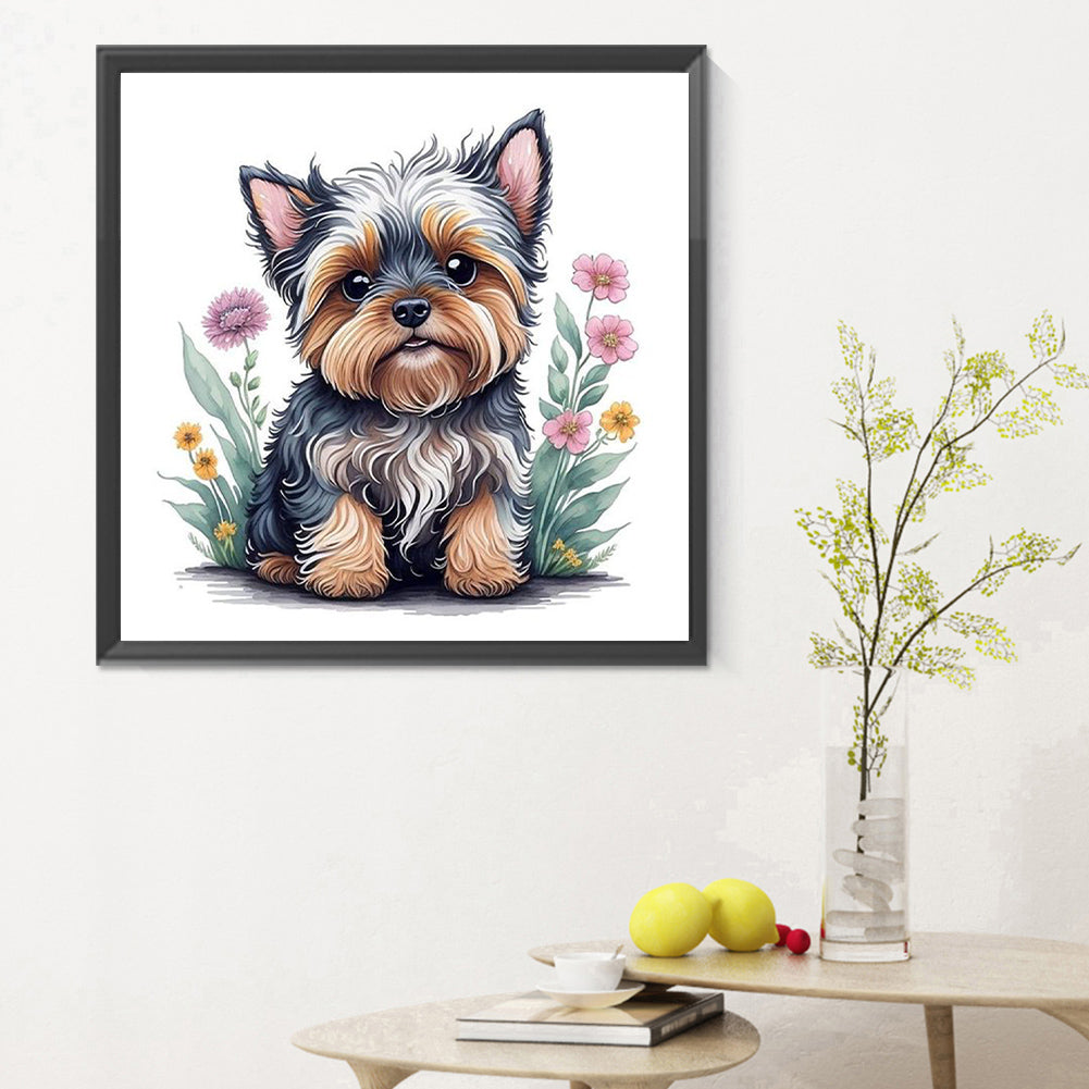 Yorkshire Terrier In The Grass - Full Round Drill Diamond Painting 30*30CM